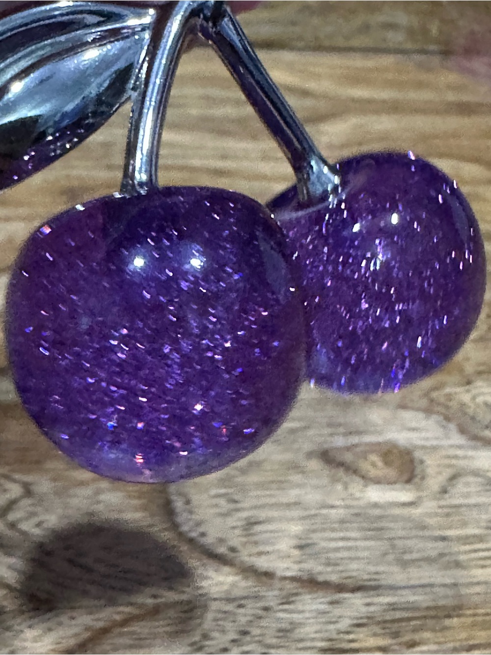 Coach hangtag purple glitter cherries keyring/purse charm - Picture 3 of 5